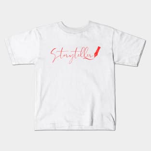 Storyteller with fountain pen - red Kids T-Shirt